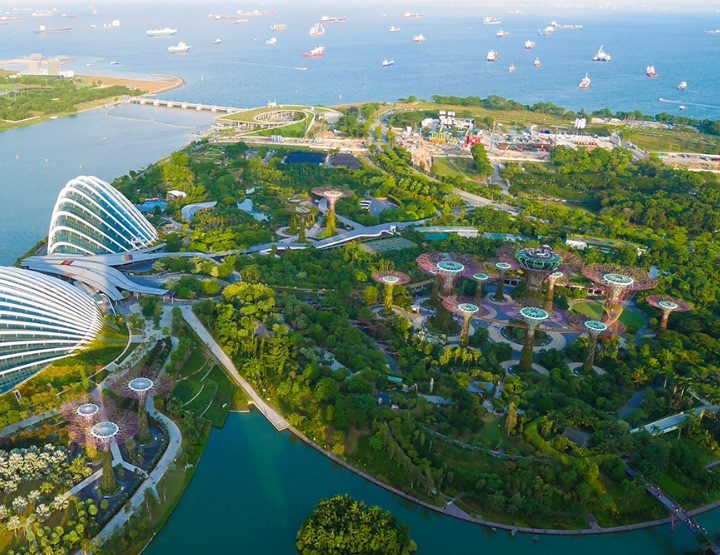 Singapour, surnommée « la Ville Jardin »